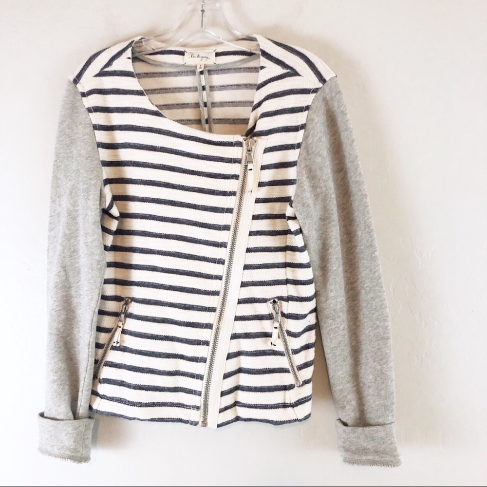 Lou & Grey Striped Asymmetric Zip Jacket S